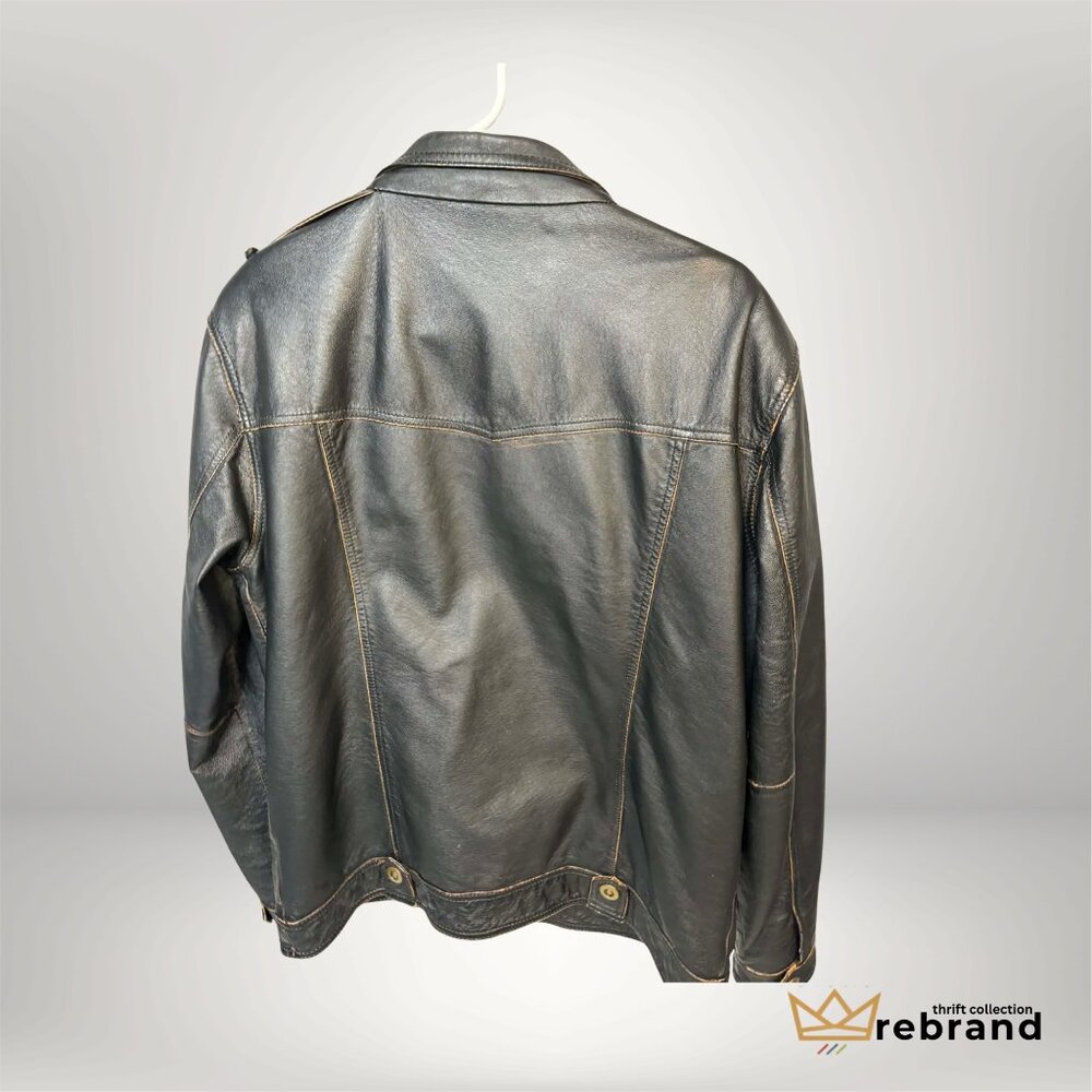 Danier Genuine Leather Moto Jacket Black Utility Style Medium - Picture 5 of 5